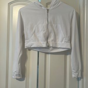 white cropped zip up